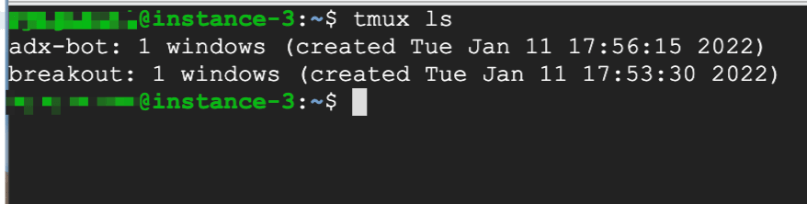 tmux ls example